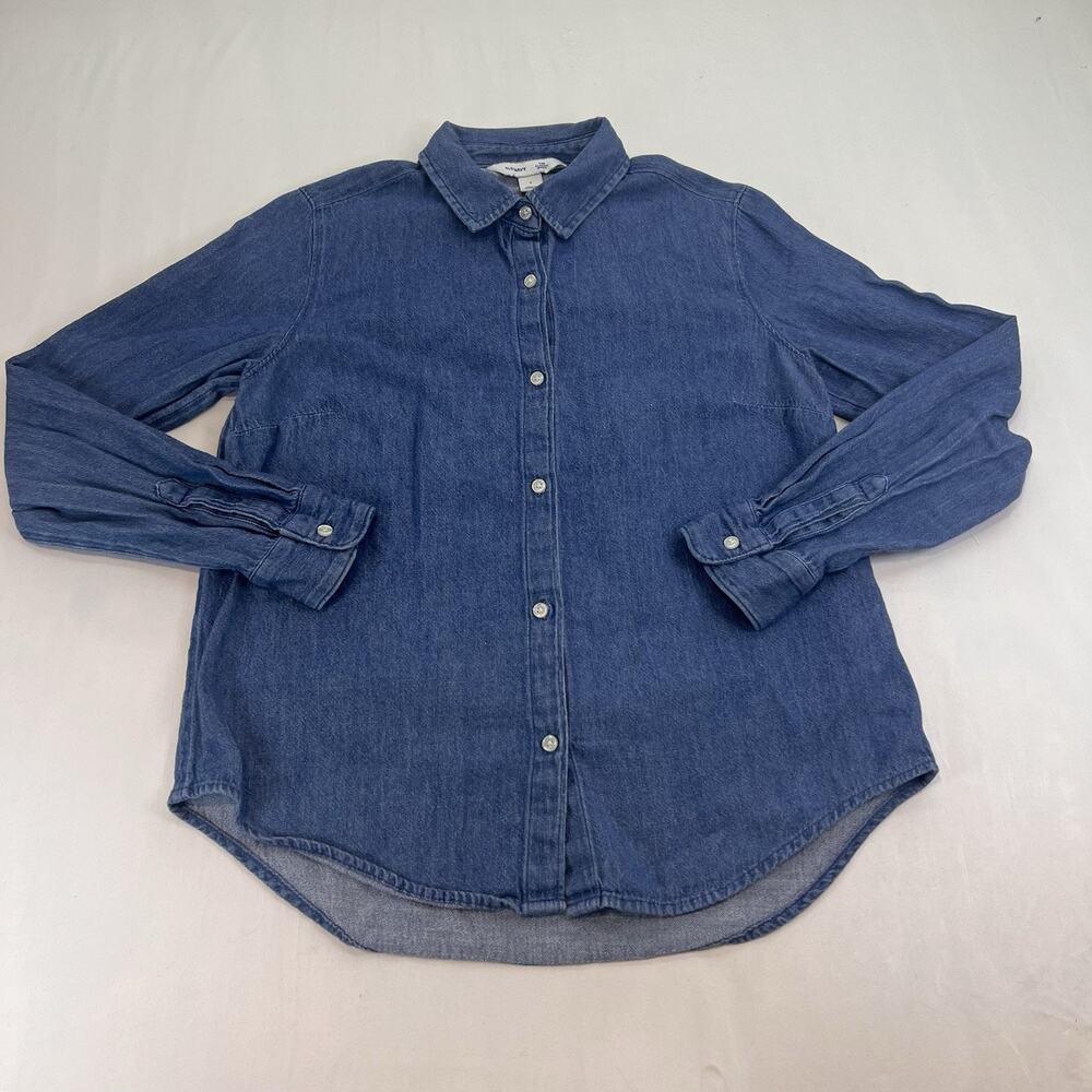 Old Navy Shirt Women's Small Chambray Classic Button Down LS Denim Rodeo Capsule